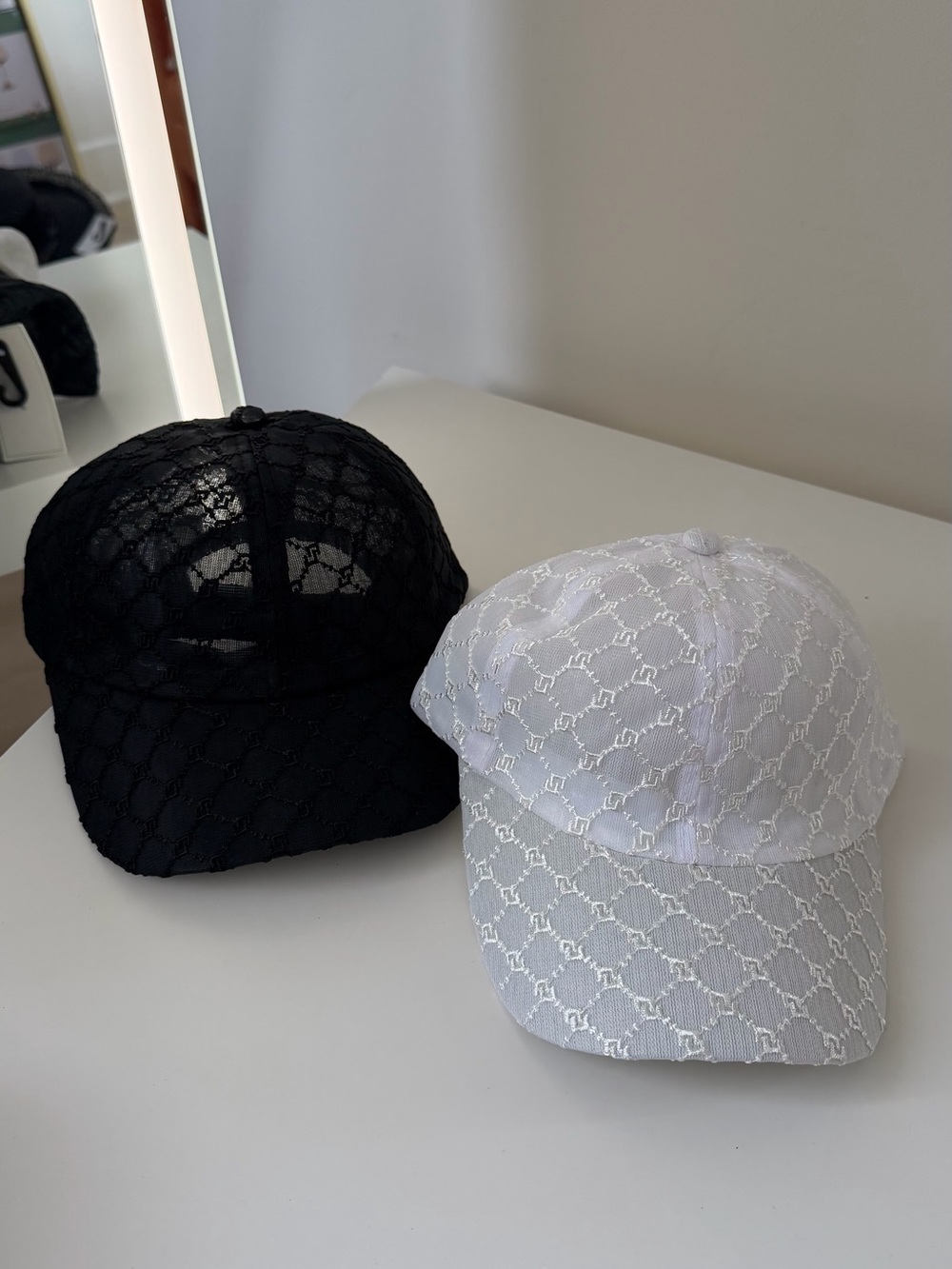 Lace Embroidered Baseball Cap - Black or White